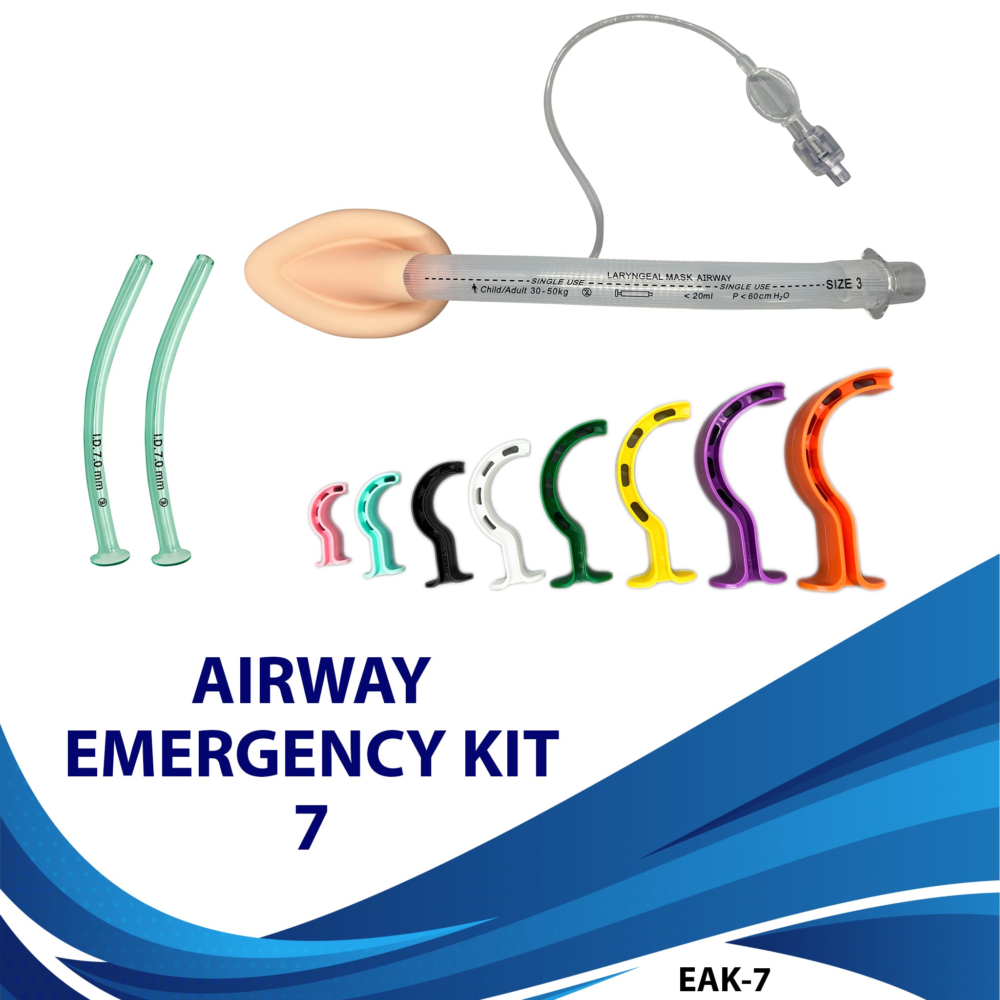 Airway Emergency Kit 7: 8 Sizes Berman OPA | 2 Pcs, NPA 28 FR | 2 pcs Lubricating Jelly | 1 pcs LMA