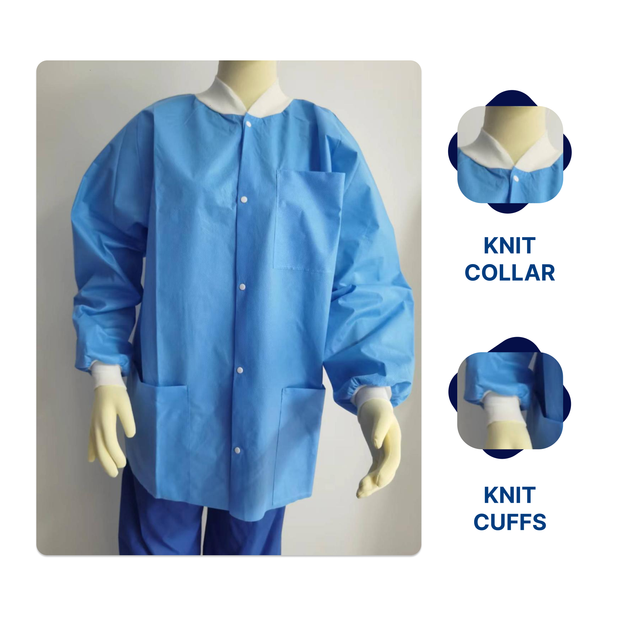 Lab Jacket | Hip-Length, Knit Collar and Cuffs