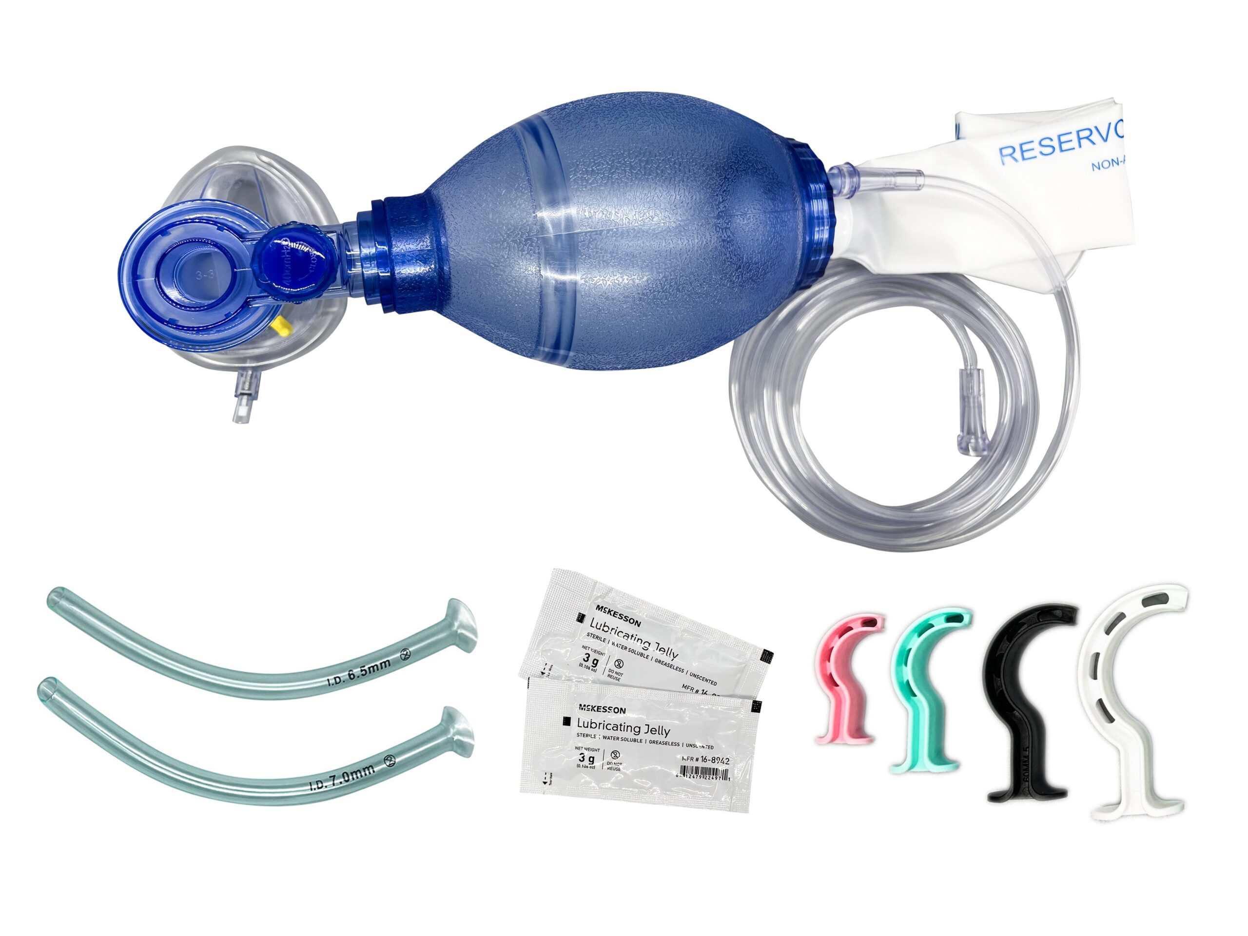 Pediatric Airway Emergency KIT: 4 sizes Berman OPA | 2 pcs NPA | 2 pcs Lubricating Jelly | 1 set Pediatric Resuscitator